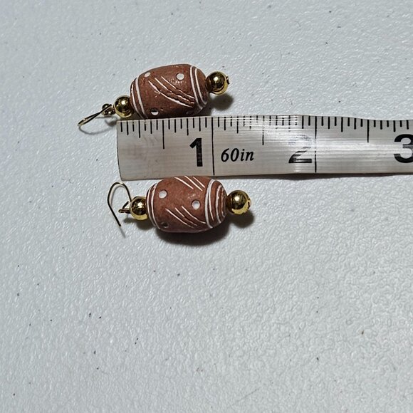 Handcrafted Boho Terracotta Necklace Bracelet Earrings Set Wooden Jewelry - Picture 10 of 10